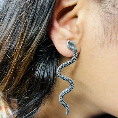 Boho Snake Earrings( Silver)