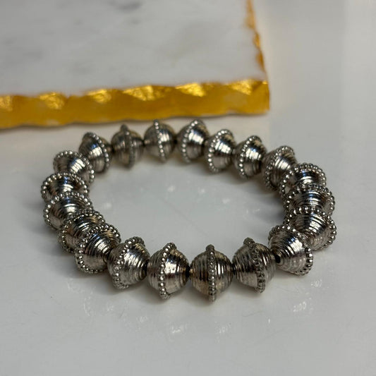 Bombshell Silver Stretchable Brass Bracelet