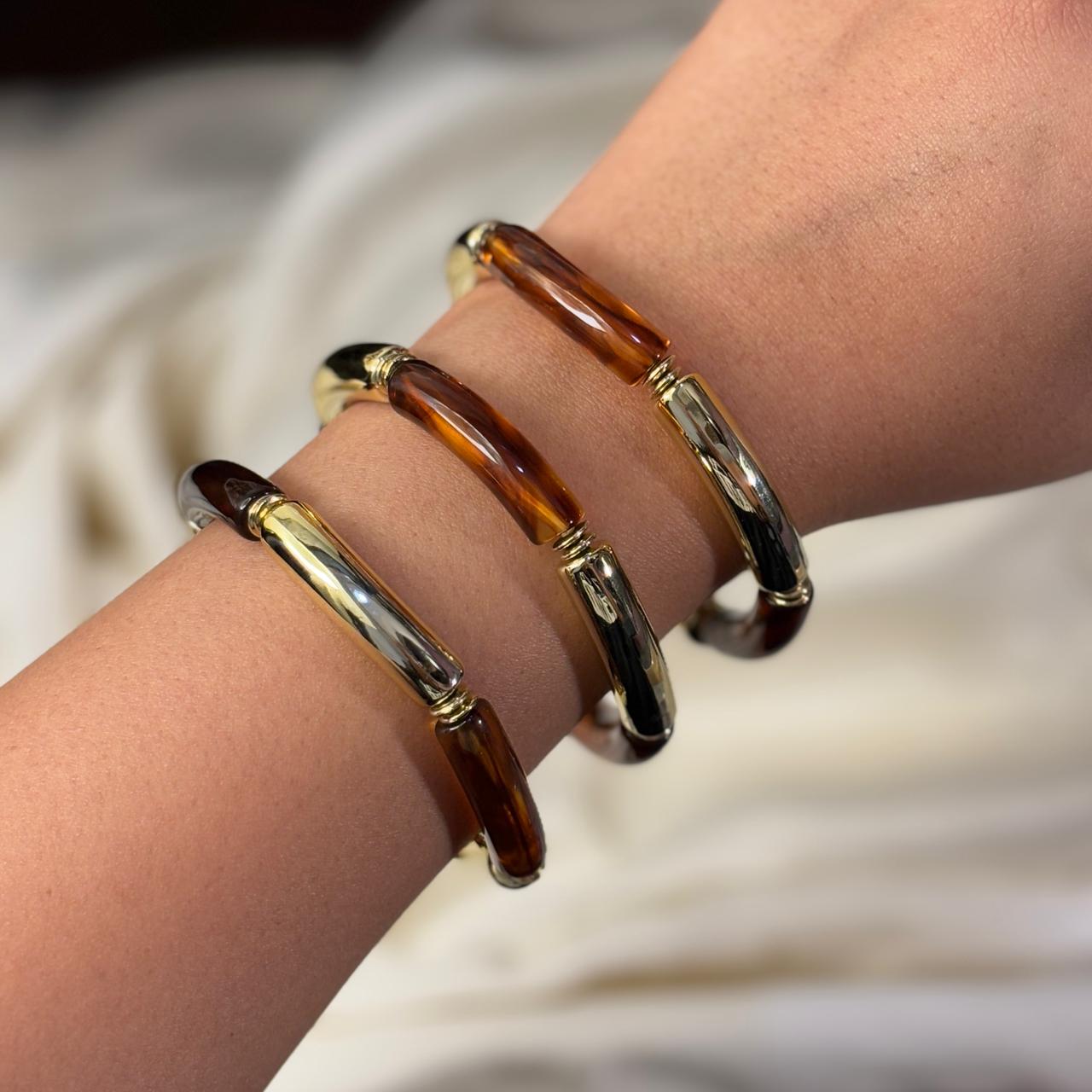 Brownie Bamboo Stretchable Bracelets (Stack of 3)