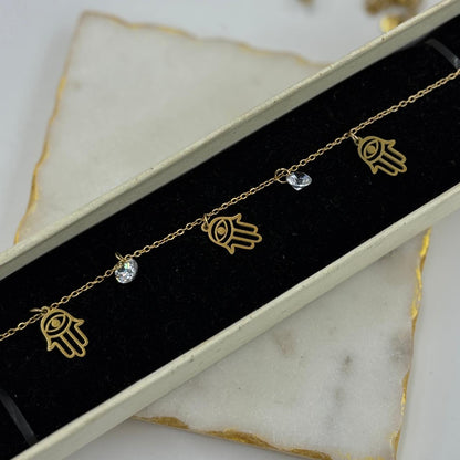 Hamasa Crystal Chain Bracelet