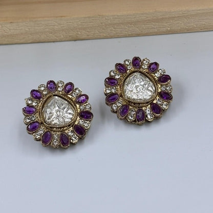 Aadhya Moisanite Stud Earrings (Purple)