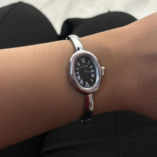 Vintage Cartier Bracelet Watch (Silver-Black)