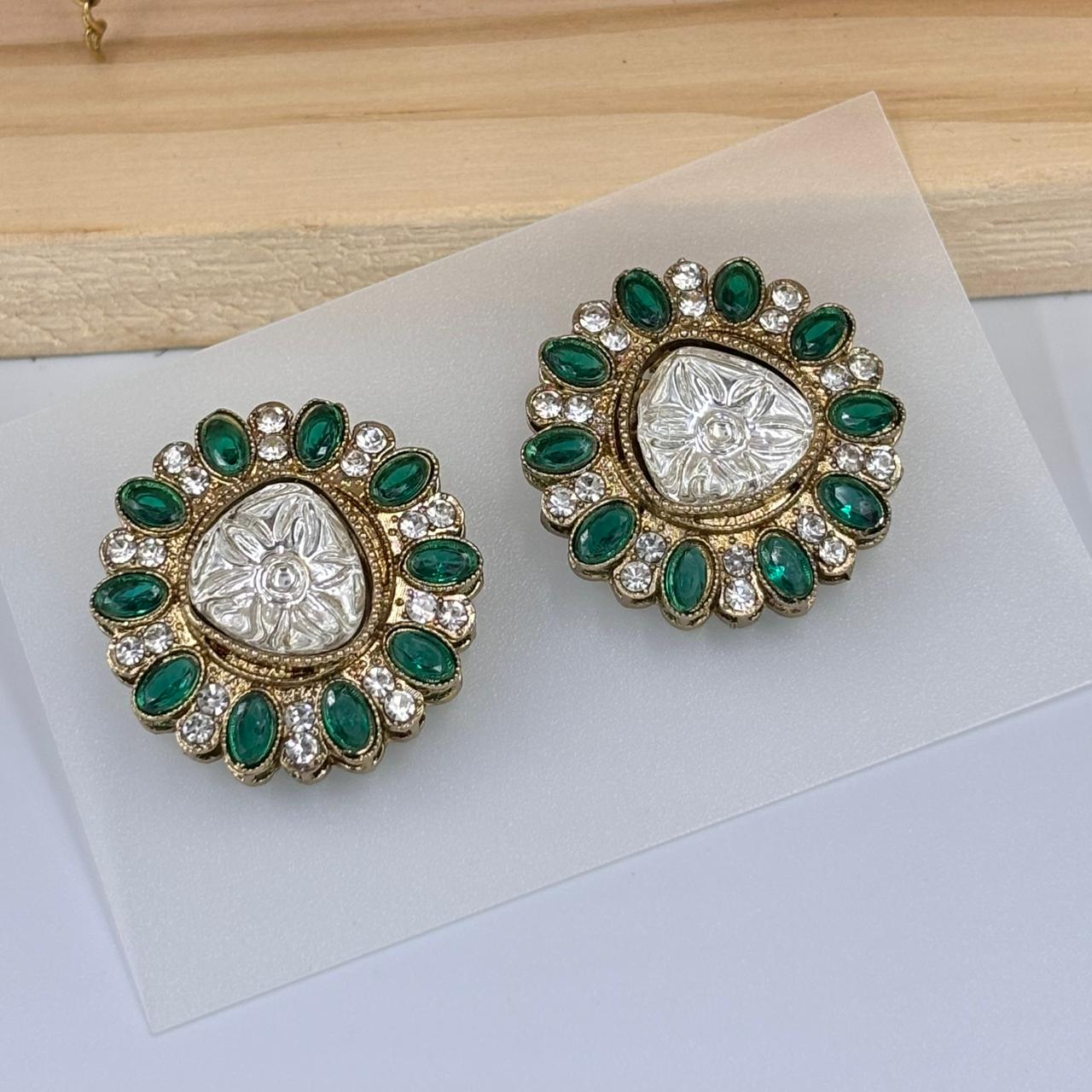Aadhya Moisanite Stud Earrings (Turquoise )