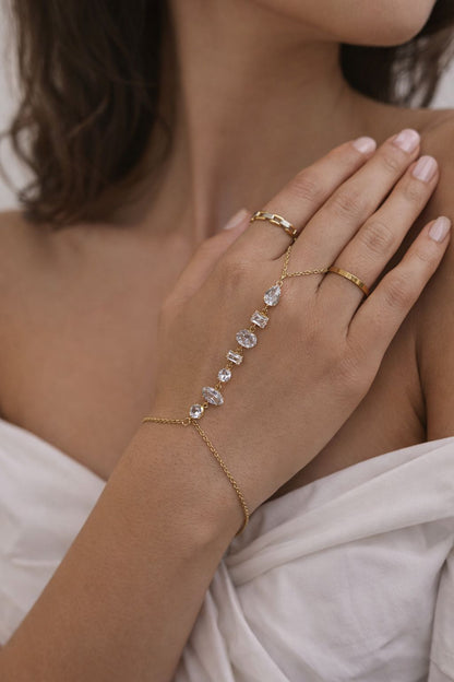 Crystal Bejewelled Hand Chain (White)