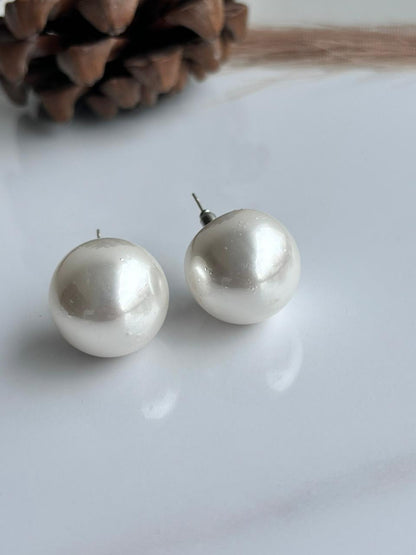 Big Pearl Ball Studs