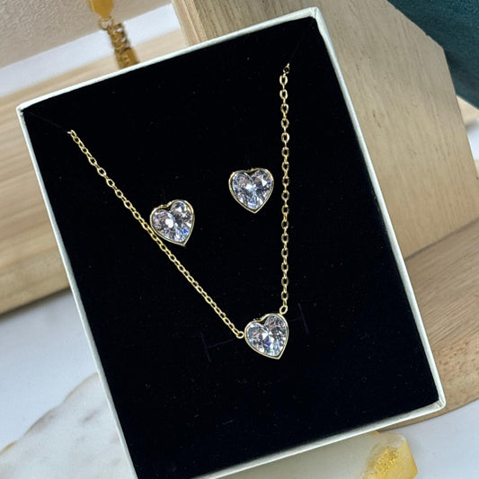 Sweetheart Solitaire Jewellery Set ( White )