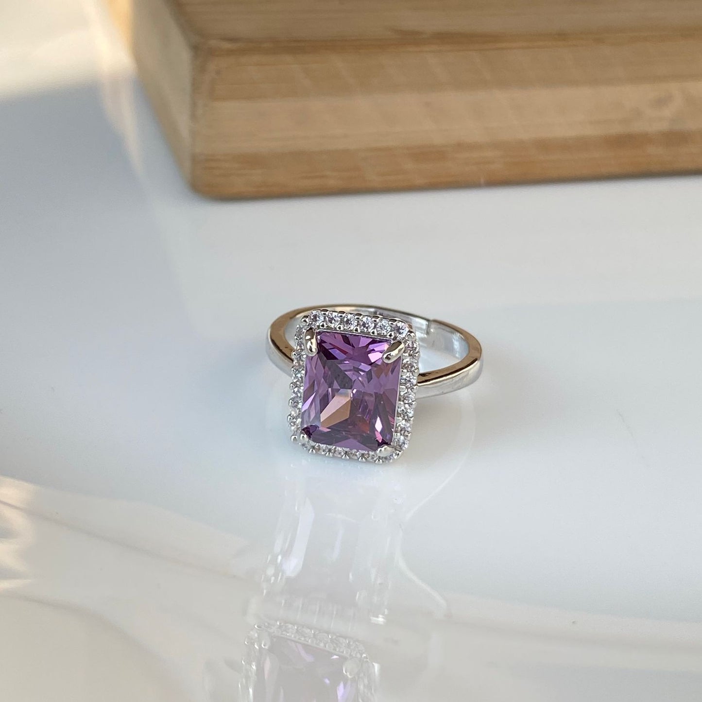 Studded Lavender Solitaire Ring