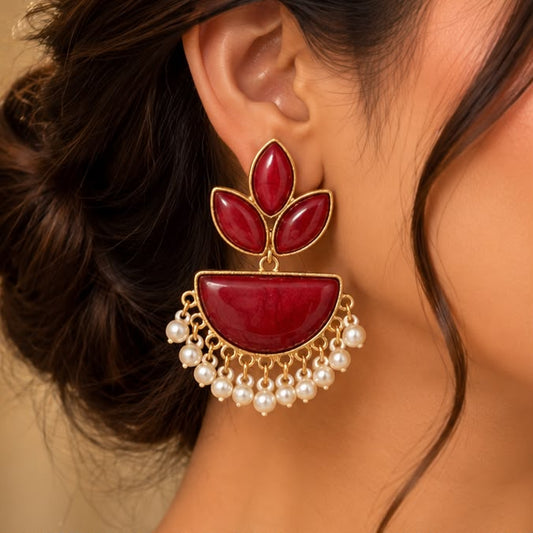 Laal Pari Pearl Earrings ( Red )