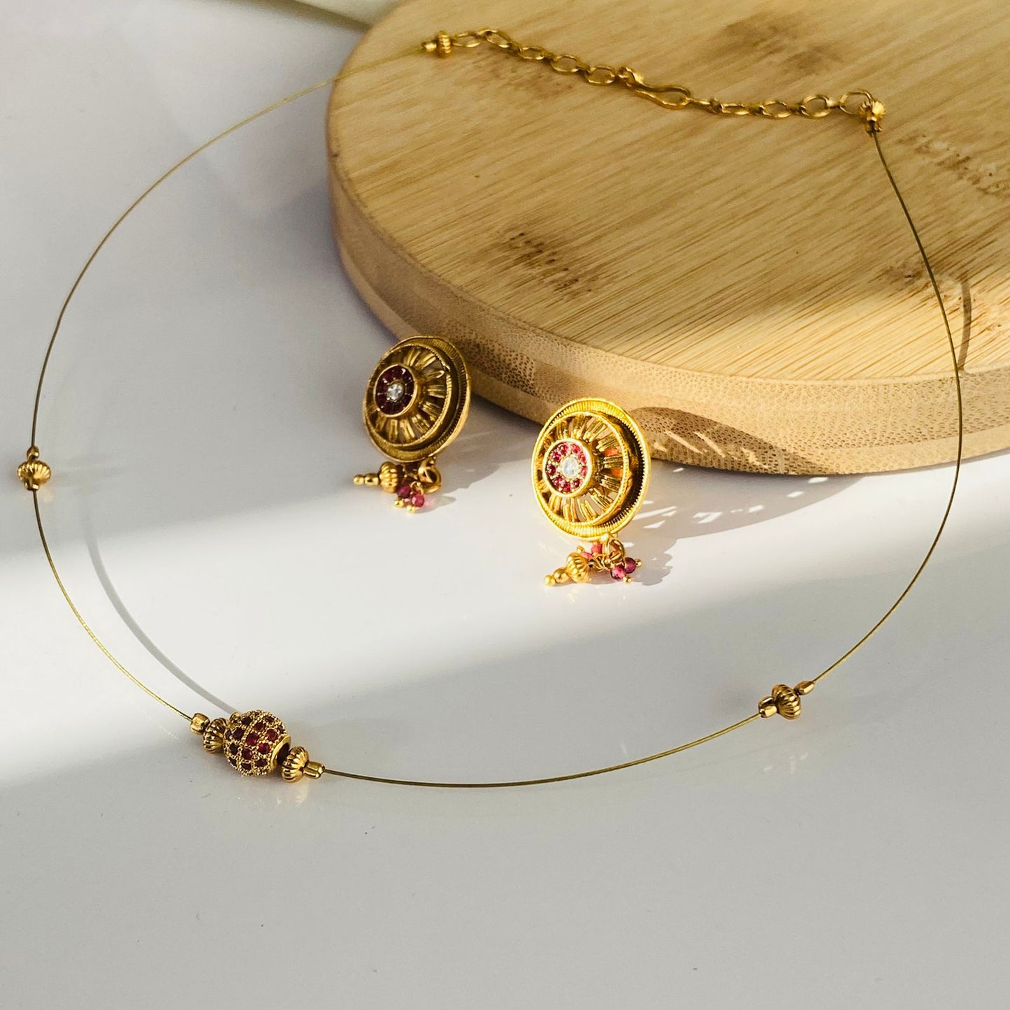 Matar Mala Ruby Invisible Chain Choker Set