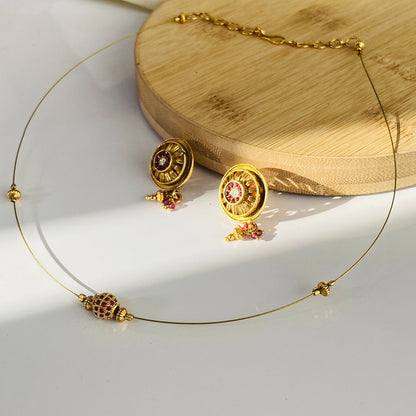 Matar Mala Ruby Invisible Chain Choker Set