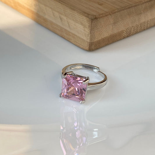 Sparkle Pink Solitaire Ring