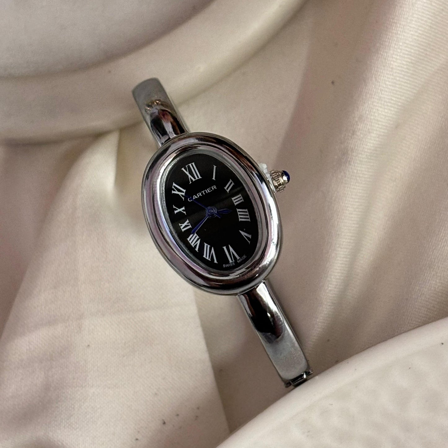 Vintage Cartier Bracelet Watch (Silver-Black)