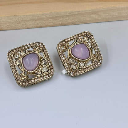 Disha Square Stud Earrings (Lavender)