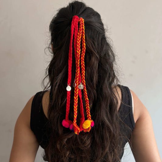 Yellow Braided Tassle Hairtie