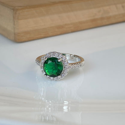 Emerald Round Solitaire Ring