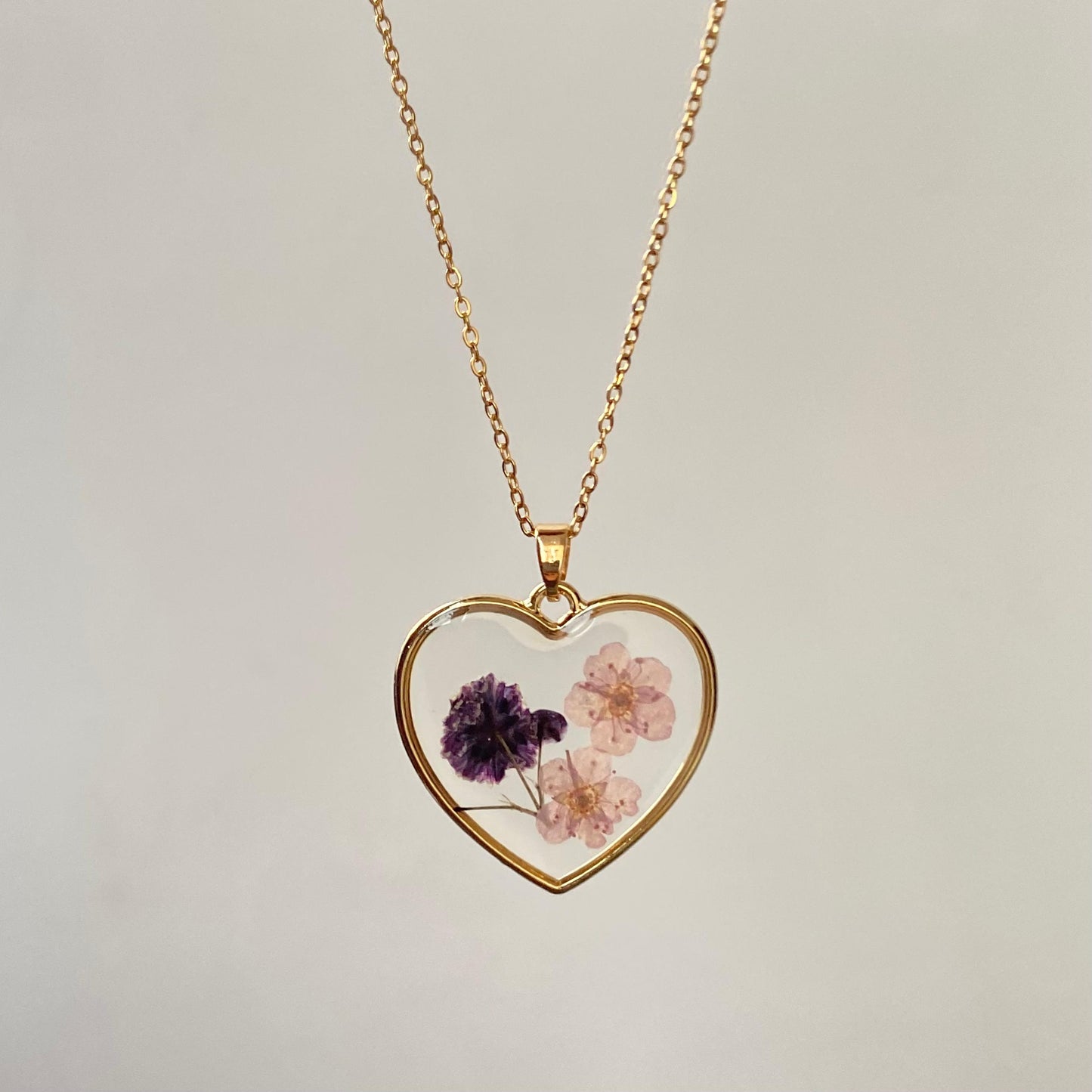 Holly Heart Resin Necklace