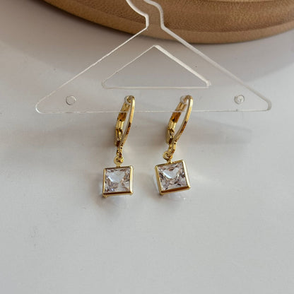 Square Bling Huggies Earrings