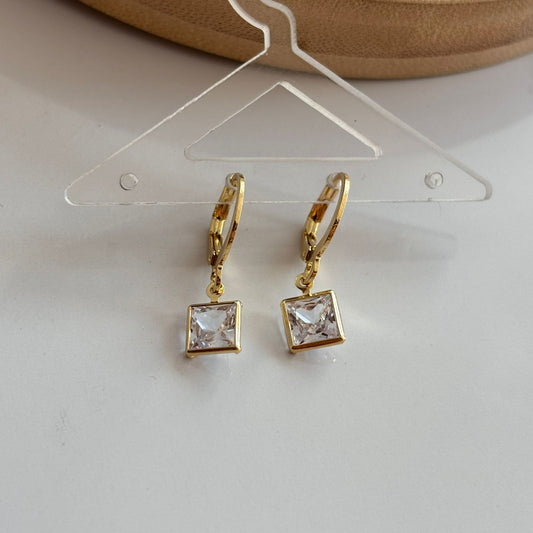 Square Bling Huggies Earrings
