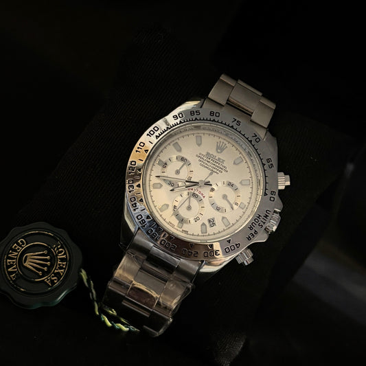 Ro-lex Silver Chronograph Watch