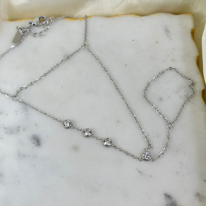 Dual Chain Emilie Hand Chain ( Silver)