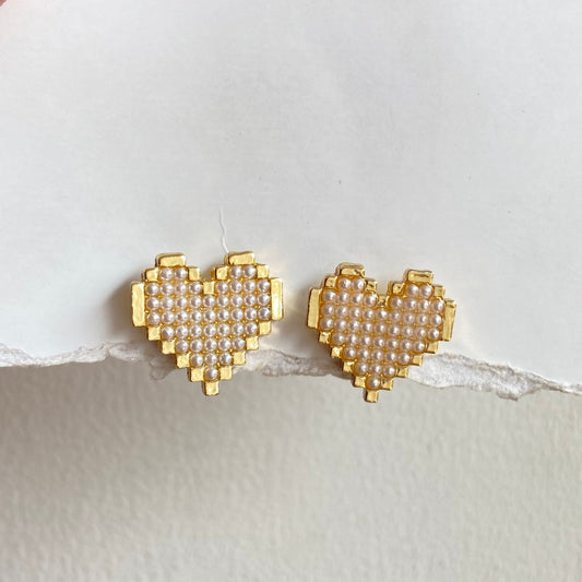 Pearl Mosaic Heart Earrings