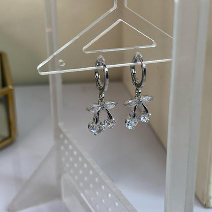 Studded Cherry Silver Huggies