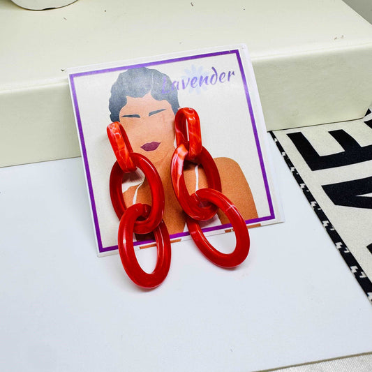 Carrot Red Resin Link Earrings