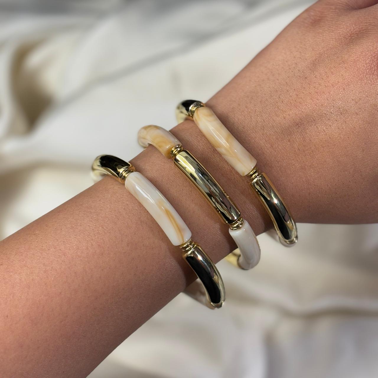 Frothy Brownie Bamboo Stretchable Bracelets (Stack of 3)
