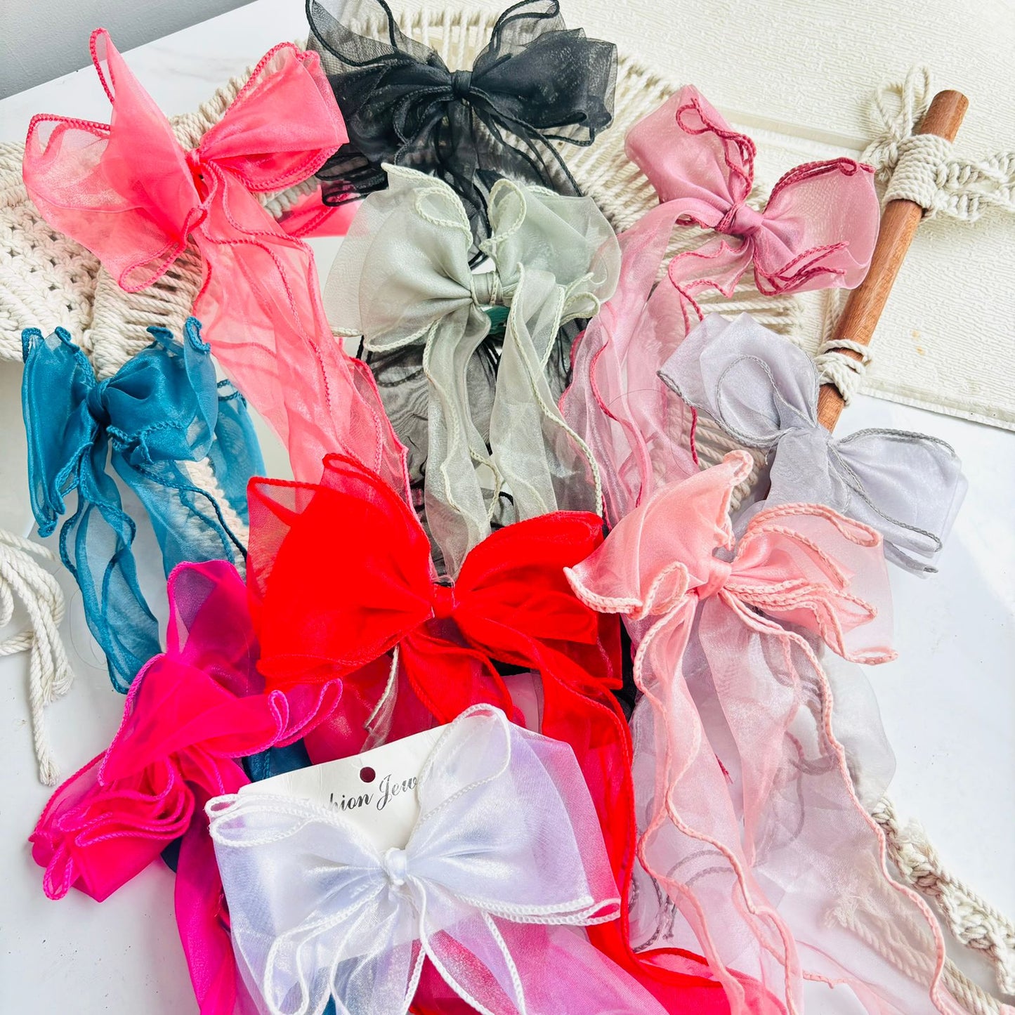 Organza Frill Hair Bow Clips