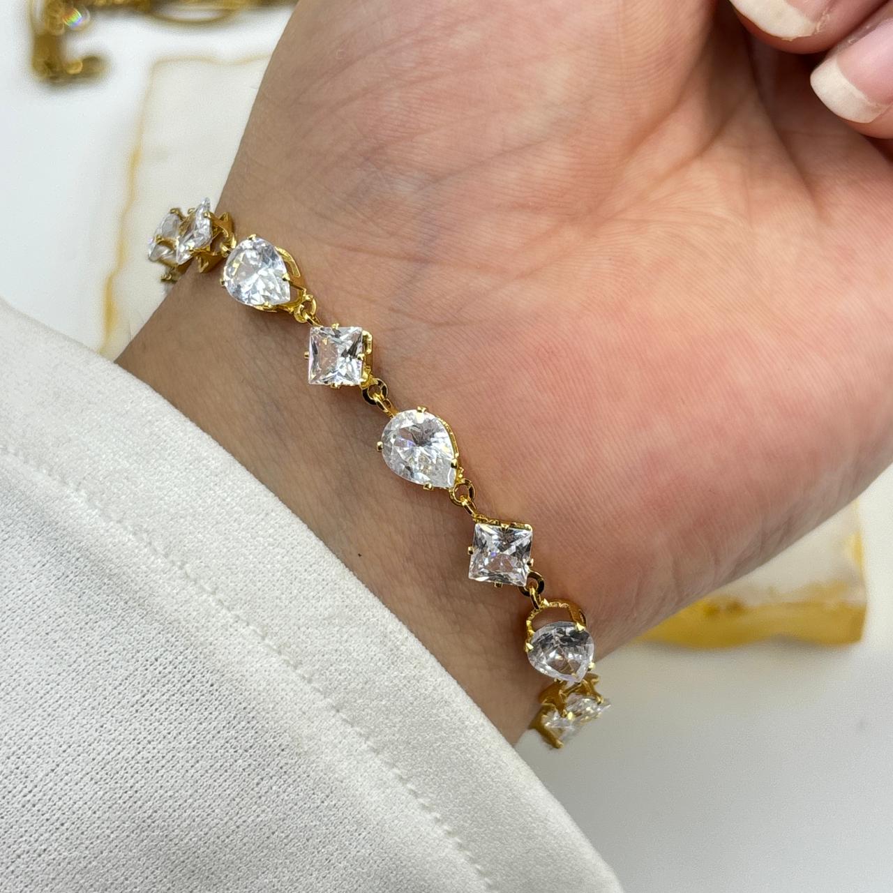 Crystal Bejewelled Chain Bracelet (White)