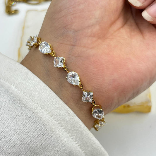 Crystal Bejewelled Chain Bracelet (White)