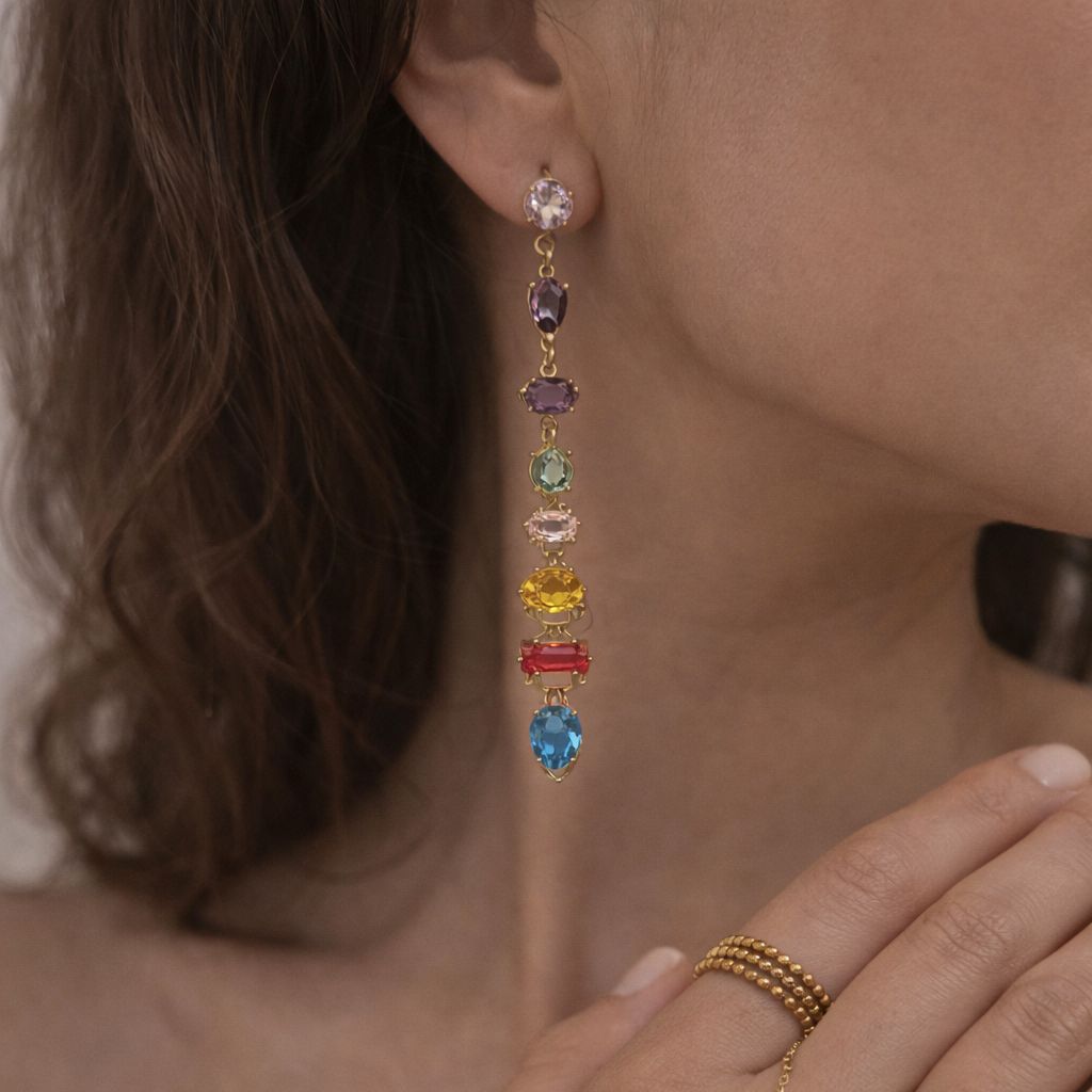 Crystal Bejewelled Earrings(Multi colour)
