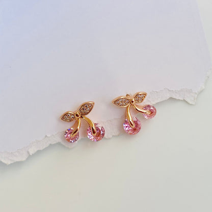 Pink Mini Cherry Earrings