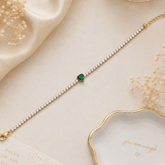 Emerald Heart Tennis Bracelet