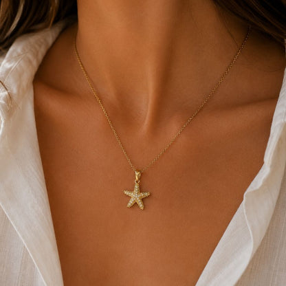 Dainty Starfish Necklace ( Gold )