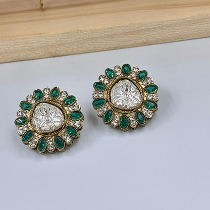 Aadhya Moisanite Stud Earrings (Turquoise )