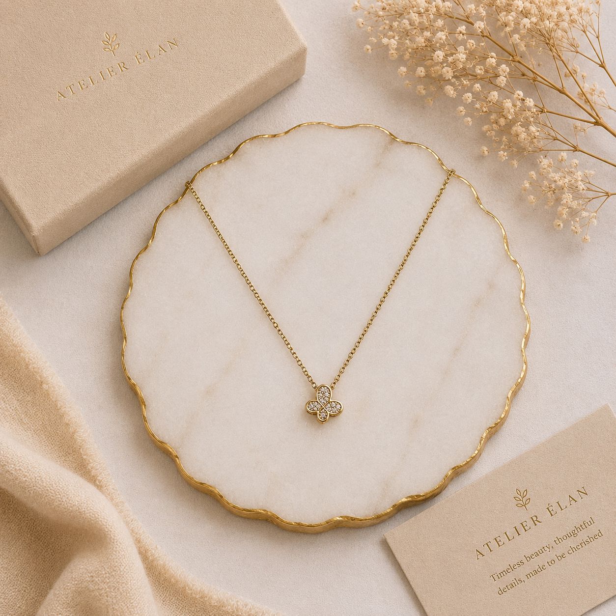 Dainty Mini Butterfly Necklace ( Gold )
