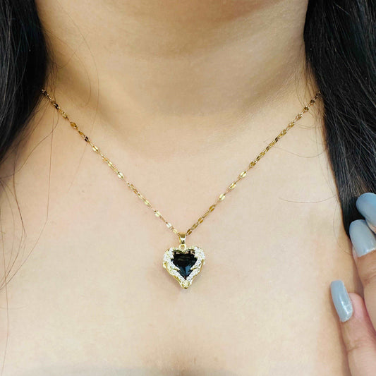 Black Madonna Heart Necklace