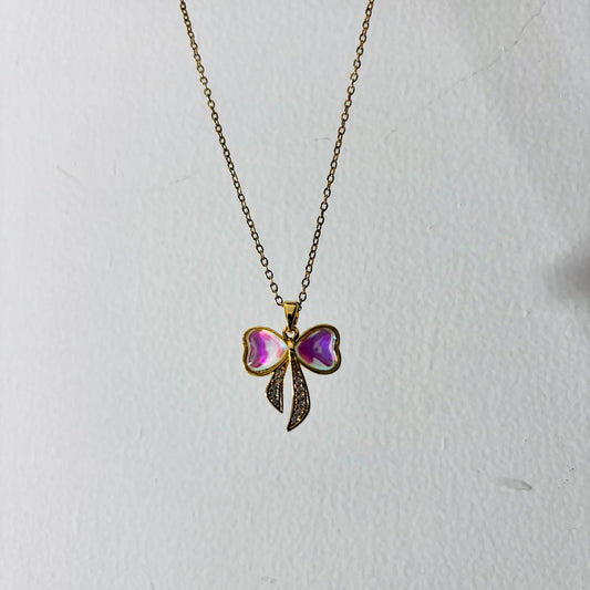 Ariana Holographic Bow 18K Necklace