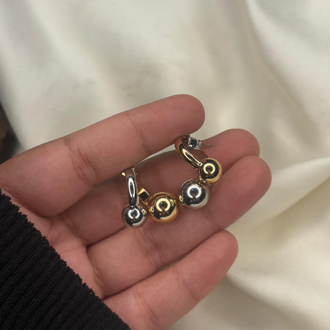 Dual Tone Ball Earrings