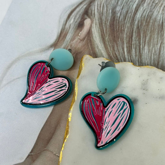 Blue Heart Earrings
