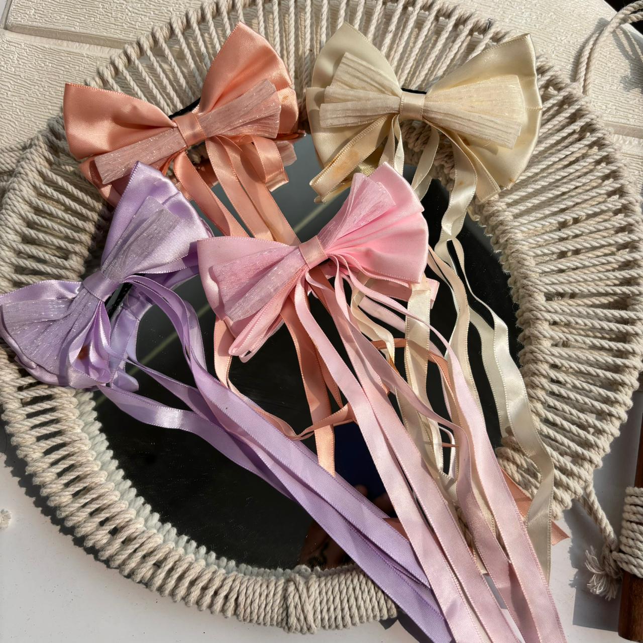 Ribbon Pastel Bow Tail Clips