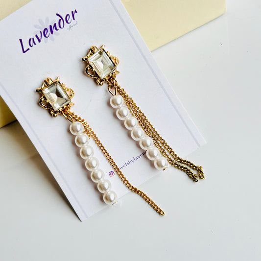 Pearl Tassle Star Earrings