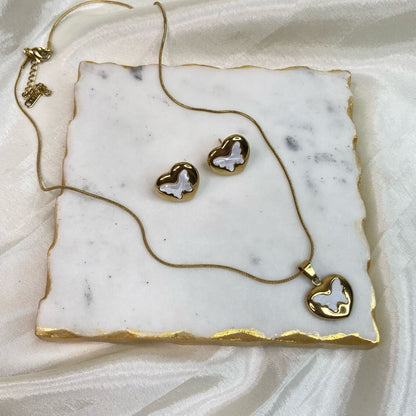 Gold Butterfly Jewelry Set (Necklace+Earrings)