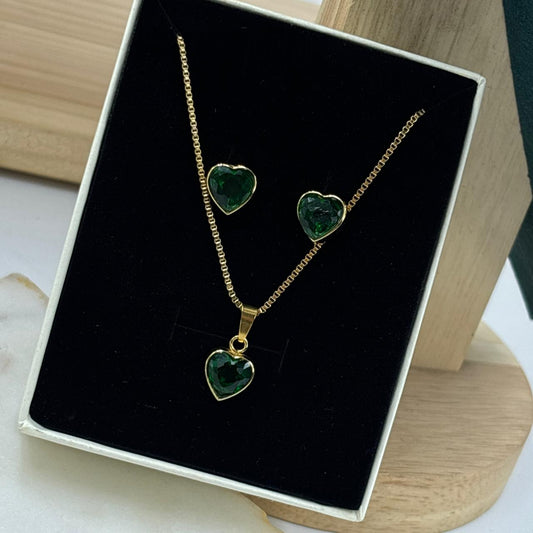 Hearties Solitaire Jewellery Set (Emerald )