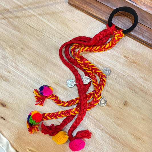 Yellow Braided Tassle Hairtie