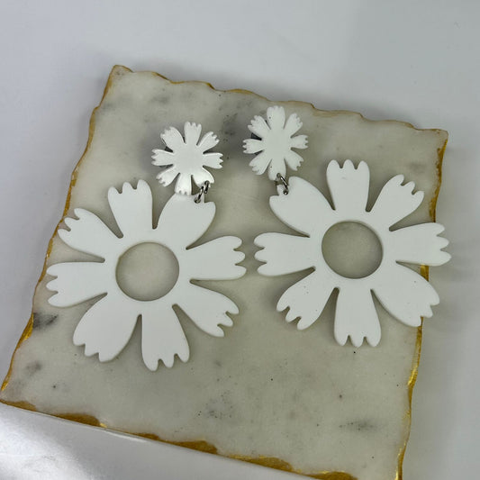 White Flower Earrings