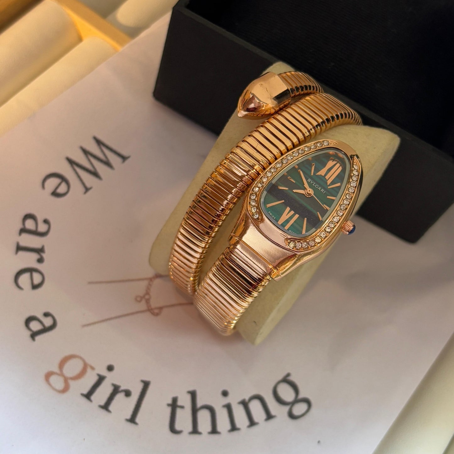 Bvlgari Serpant Watch (Green- Rose Gold )