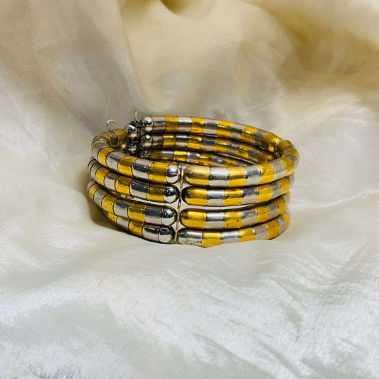 Dual Tone Openable Layered Spring Bracelet