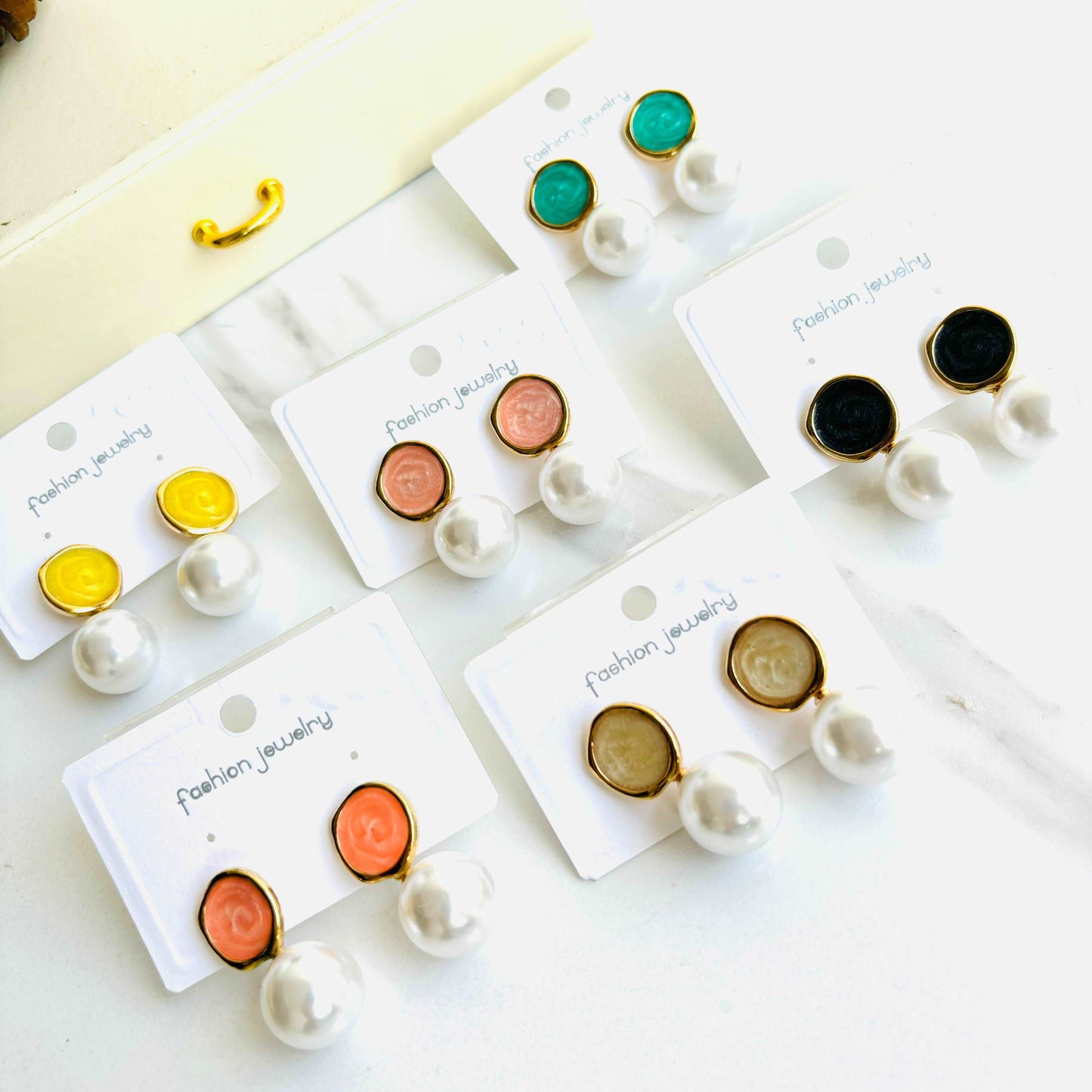 Resin Pearl Statement Earrings